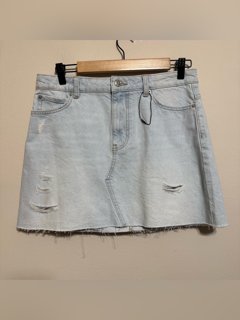 Zara Jean Denim Mini Skirt Distressed Light Wash Womens Medium